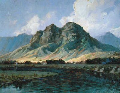 Maunawili Peaks Olomana from Kailua by D. Howard Hitchcock